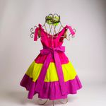 VESTIDO MELISSA TRICOLOR - COM FUCSIA