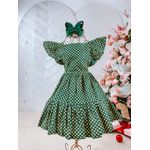 Vestido Mell poá verde com dourado