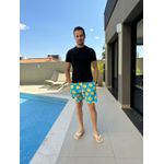 Shorts Estampado Tropical Azul