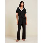 Pijama Longo Manga Curta Moon Preto