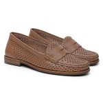 Mocassim Feminino Clássico em Couro cor Capuccino