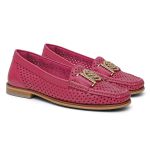 Mocassim Feminino Clássico em Couro com Fivela cor Pink