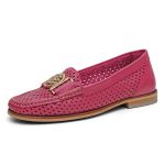 Mocassim Feminino Clássico em Couro com Fivela cor Pink