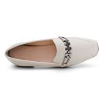 Sapato Social Feminino em Couro com fivela cor off white