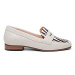 Sapato Social Feminino em Couro com estampa cor Off White