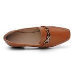 Sapato Social Feminino em Couro com fivela cor Caramelo
