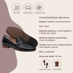 Sapato Social Feminino em Couro com fivela cor Preta