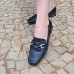 Sapato Social Feminino em Couro com fivela cor Preta