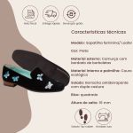 Sapatilha Feminina em Couro Camurça com bordado de Borboleta Cor Preta