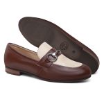 Loafer Feminino em Couro com fivela cor Café
