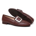 Sapato Eleonora Feminino em Couro com Fivela cor Marrom