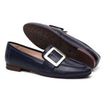 Sapato Eleonora Feminino em Couro com Fivela cor Azul