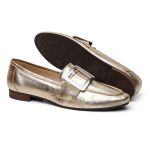 Sapato Eleonora Feminino em Couro com Fivela cor Dourado