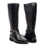 BOTA MONTARIA METALASSÊ FEMININA COURO PRETO