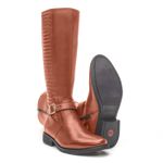 BOTA MONTARIA METALASSÊ FEMININA COURO CARAMELO