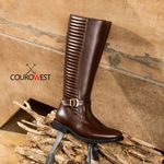 BOTA MONTARIA METALASSÊ FEMININA COURO CAFÉ