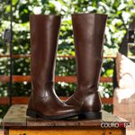 BOTA MONTARIA FEMININA COURO CAFÉ