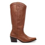 BOTA TEXANA CANO LONGO FEMININA COURO CARAMELO