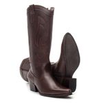 BOTA TEXANA CANO LONGO FEMININA COURO CAFÉ