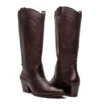 BOTA TEXANA CANO LONGO FEMININA COURO CAFÉ