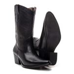 BOTA TEXANA CANO MÉDIO FEMININA COURO PRETO