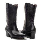 BOTA TEXANA CANO MÉDIO FEMININA COURO PRETO