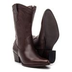 BOTA TEXANA CANO MÉDIO FEMININA COURO CAFÉ