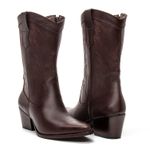 BOTA TEXANA CANO MÉDIO FEMININA COURO CAFÉ