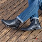 BOTA CHELSEA ANATÔMICA COURO FLOATHER PRETO