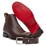 KIT BOTA CHELSEA CAFÉ SOLADO EM COURO + CINTO