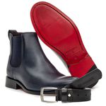 KIT BOTA CHELSEA MARINHO SOLADO EM COURO + CINTO