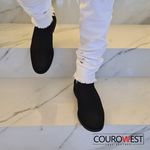 KIT BOTA CHELSEA E CINTO COURO NOBUCK AVELUDADO PRETO