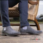 KIT BOTA CHELSEA E CINTO COURO CAMURÇA CINZA