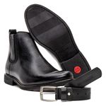 KIT BOTA CHELSEA E CINTO COURO FLOATHER PRETO