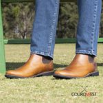 KIT BOTA CHELSEA E CINTO COURO HIDROFUGADO CARAMELO