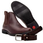 KIT BOTA CHELSEA E CINTO COURO HIDROFUGADO CAFÉ 