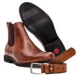 KIT BOTA CHELSEA E CINTO COURO NOBRE WHISKY