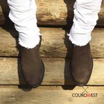 KIT BOTA CHELSEA E CINTO COURO NOBUCK AVELUDADO CAFÉ