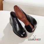 KIT SAPATO SOCIAL CANO LONGO COURO NOBRE PRETO + CINTO