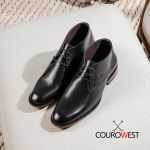 KIT SAPATO SOCIAL CANO LONGO COURO NOBRE PRETO + CINTO