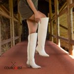 BOTA TEXANA OVER FEMININA COURO OFF WHITE 
