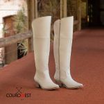 BOTA TEXANA OVER FEMININA COURO OFF WHITE 