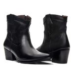 BOTA FEMININA WESTERN CANO BAIXO COURO PRETO