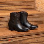 BOTA FEMININA WESTERN CANO BAIXO COURO PRETO