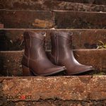 BOTA FEMININA WESTERN CANO BAIXO COURO CAFÉ