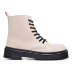 Bota Coturno Feminino com Elástico Ajustável Lateral Solado Robusto OffWhite