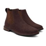 Botina Chelsea Colorado Masculina Couro Legítimo Nobuck - Café