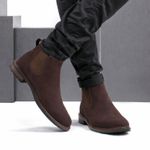 2 Botinas Chelsea Colorado Masculina Couro Nobuck - Café + Preto