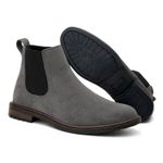Botina Chelsea Colorado Masculina Couro Legítimo Nobuck - Cinza