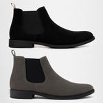 2 Botinas Chelsea Colorado Masculina Couro Nobuck - Cinza + Preto